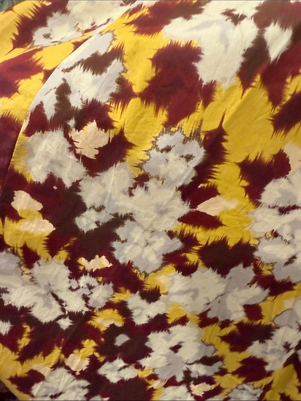 Ulla Johnson Yellow, Maroon & Cream Floral Puff-Sleeve Maxi Dress